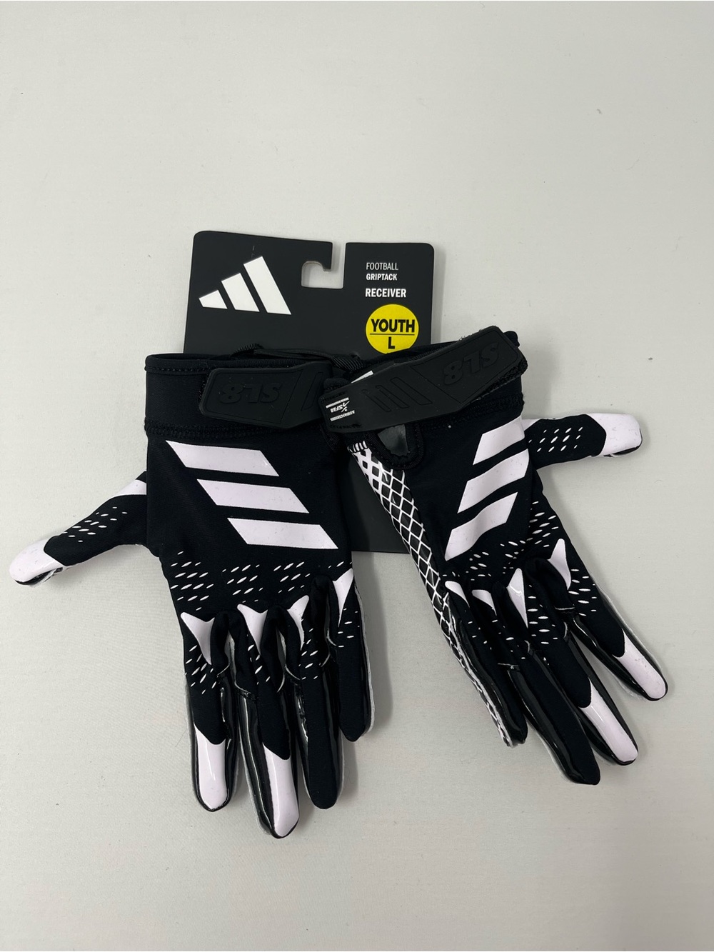 Adidas Adizero 13 Football Receiver Gloves Youth L Large Black White NWT